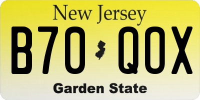 NJ license plate B70QOX