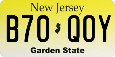 NJ license plate B70QOY