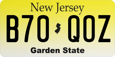 NJ license plate B70QOZ