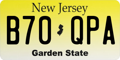 NJ license plate B70QPA