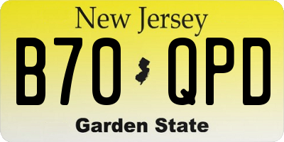 NJ license plate B70QPD