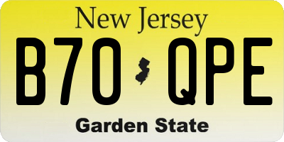 NJ license plate B70QPE