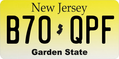 NJ license plate B70QPF