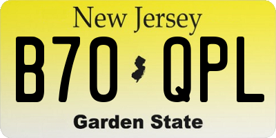 NJ license plate B70QPL