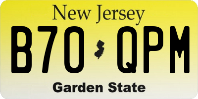 NJ license plate B70QPM