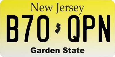 NJ license plate B70QPN