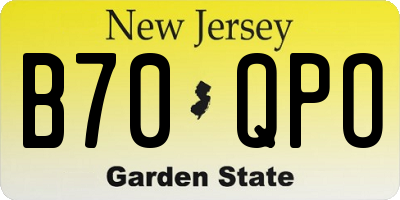 NJ license plate B70QPO