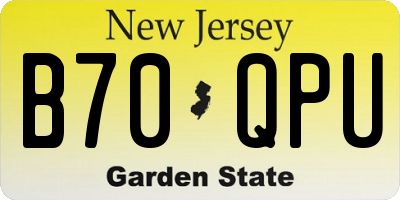 NJ license plate B70QPU
