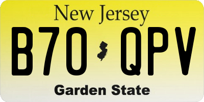 NJ license plate B70QPV