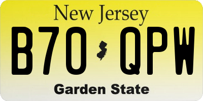 NJ license plate B70QPW