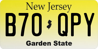 NJ license plate B70QPY