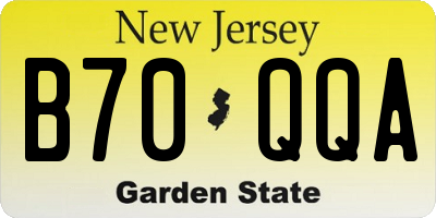 NJ license plate B70QQA