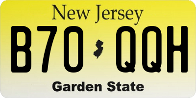 NJ license plate B70QQH