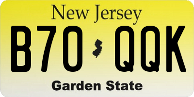 NJ license plate B70QQK