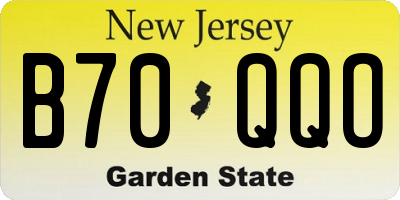 NJ license plate B70QQO