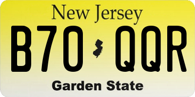 NJ license plate B70QQR