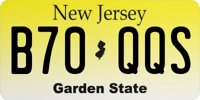 NJ license plate B70QQS