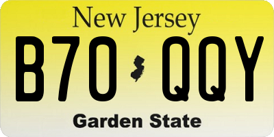 NJ license plate B70QQY
