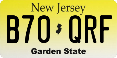 NJ license plate B70QRF
