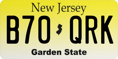 NJ license plate B70QRK