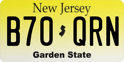 NJ license plate B70QRN