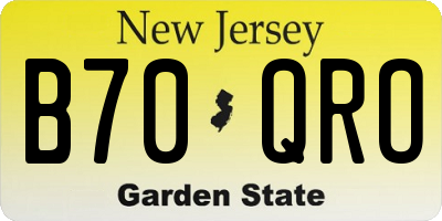 NJ license plate B70QRO