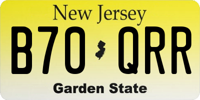 NJ license plate B70QRR
