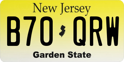 NJ license plate B70QRW