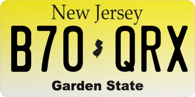 NJ license plate B70QRX