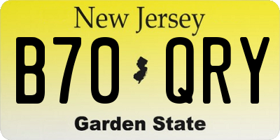 NJ license plate B70QRY