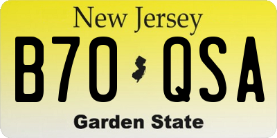 NJ license plate B70QSA