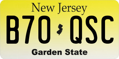 NJ license plate B70QSC