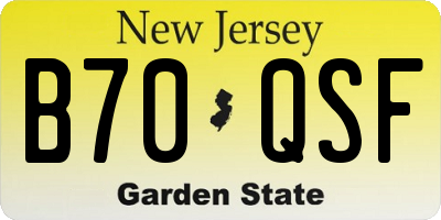 NJ license plate B70QSF