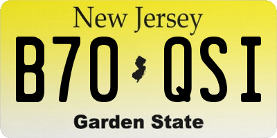 NJ license plate B70QSI