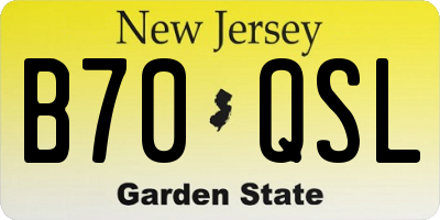 NJ license plate B70QSL