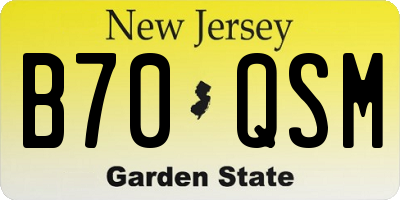 NJ license plate B70QSM