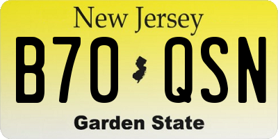 NJ license plate B70QSN