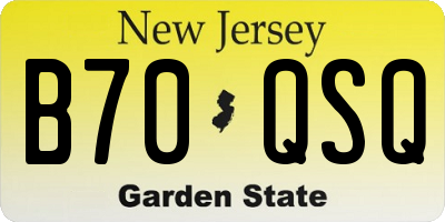 NJ license plate B70QSQ