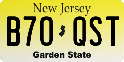 NJ license plate B70QST