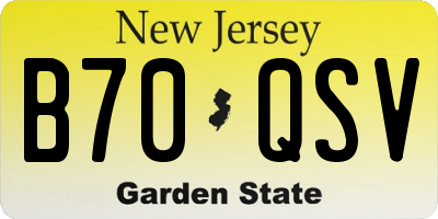 NJ license plate B70QSV