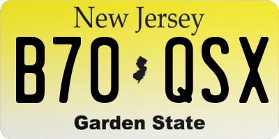 NJ license plate B70QSX