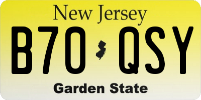 NJ license plate B70QSY