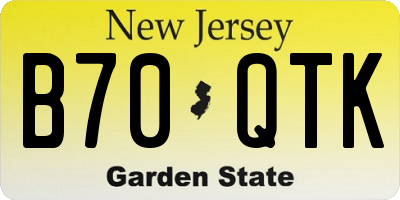 NJ license plate B70QTK