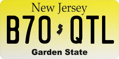NJ license plate B70QTL