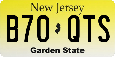 NJ license plate B70QTS