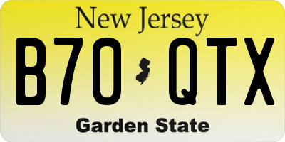NJ license plate B70QTX