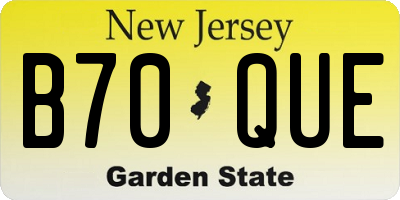 NJ license plate B70QUE