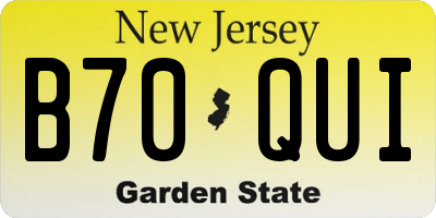 NJ license plate B70QUI