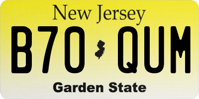 NJ license plate B70QUM
