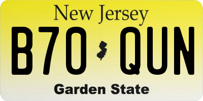 NJ license plate B70QUN